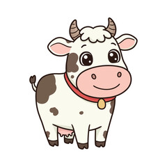 Adorable Cartoon Cow Illustration Vector Graphic of a Cute Dairy Cow