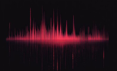 Red audio waveform reflection on dark background