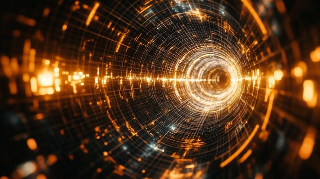 Abstract digital tunnel of light