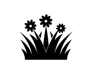 creative details Grass with Flowers Icon vector illustration