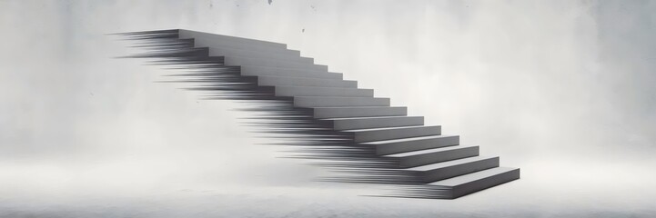 Naklejka premium Minimalist stairs dissolving into a fluid streak on a white background – Ideal for brands focused on movement, progression, and innovation.
