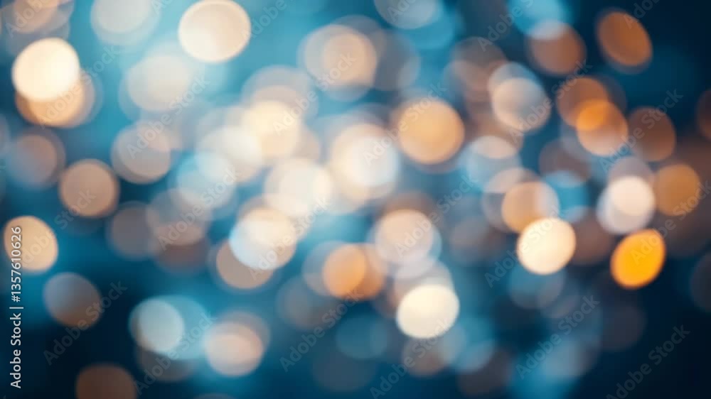 Poster abstract bokeh background with orange and teal lights in a dark space