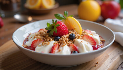 Healthy Yogurt Parfait With Fresh Berries And Granola, Wholesome Breakfast