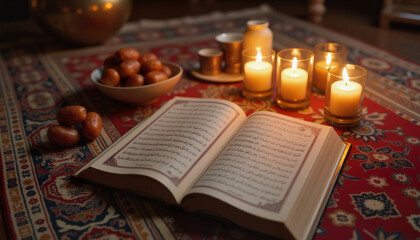 Open Quran With Candles, Religious Devotion