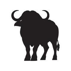 Buffalo Silhouette Vector - Iconic and Timeless Grassland Giant Illustration for Wildlife and Adventure Designs - Buffalo Vector - Buffalo Icon - Buffalo Illustration

