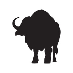 Buffalo Silhouette Vector - Professional and Elegant Bovine Mammal Graphic for Cowboy and Western-Style Creations - Buffalo Vector - Buffalo Icon - Buffalo Illustration

