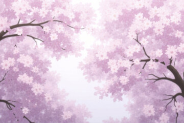 Blossoming cherry trees create serene atmosphere with delicate pink flowers, evoking sense of tranquility and beauty in nature