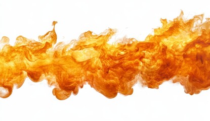 Abstract Gold and Amber Fluid Swirls on White Background