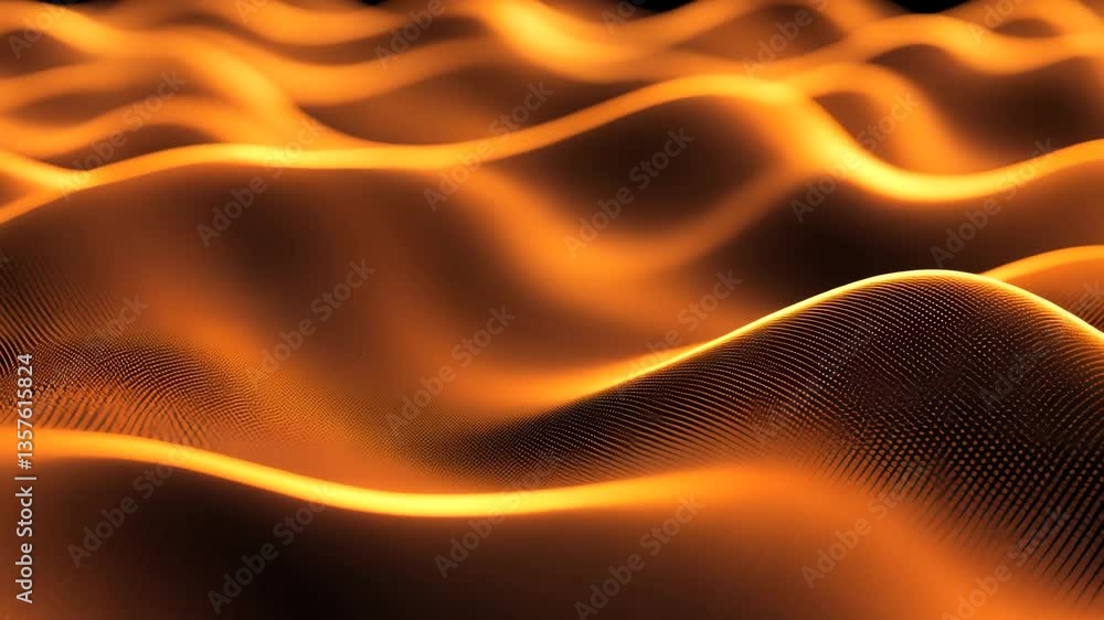 Poster abstract particles create dynamic wave patterns in orange hues generative ai
