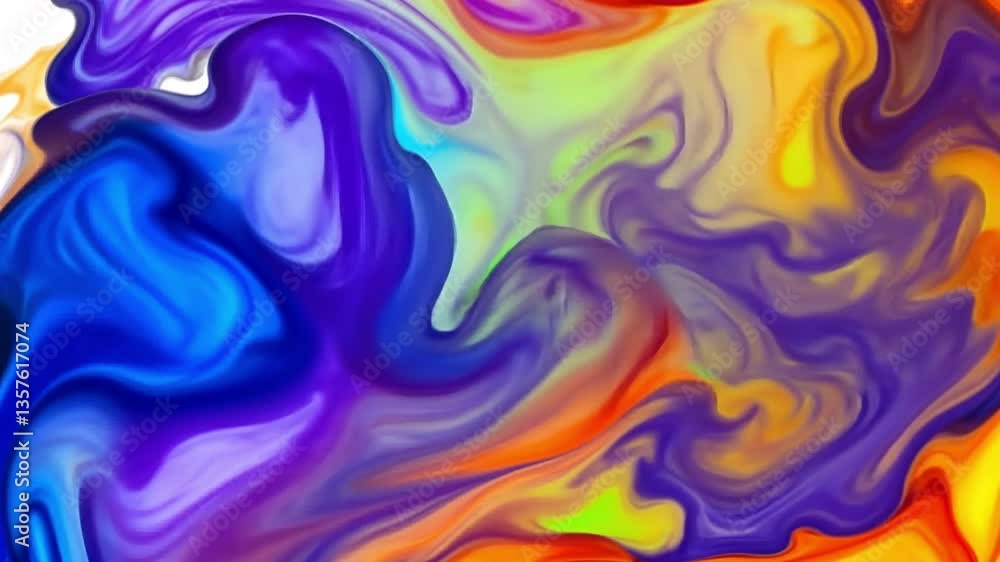 Poster a vibrant abstract swirl of colors, blending seamlessly to create a mesmerizing visual experience. p