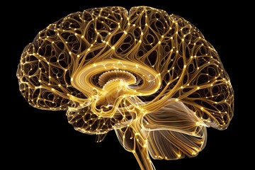 Glowing neural network of human brain in motion