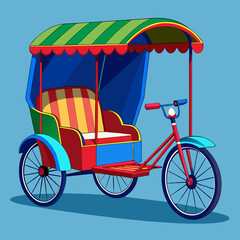 vector illustration of a traditional cycle rickshaw
