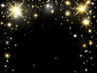 Obraz premium Gold sparkle lights on black backdrop