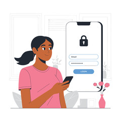 Mobile Login Flat Design Vector Illustration