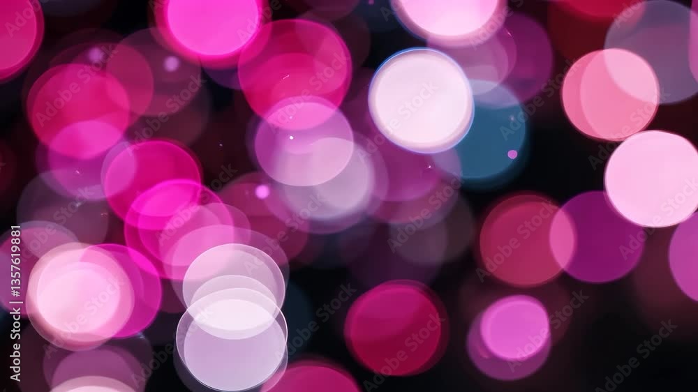Poster abstract bokeh background with vibrant pink and magenta circles on dark backdrop with soft focus