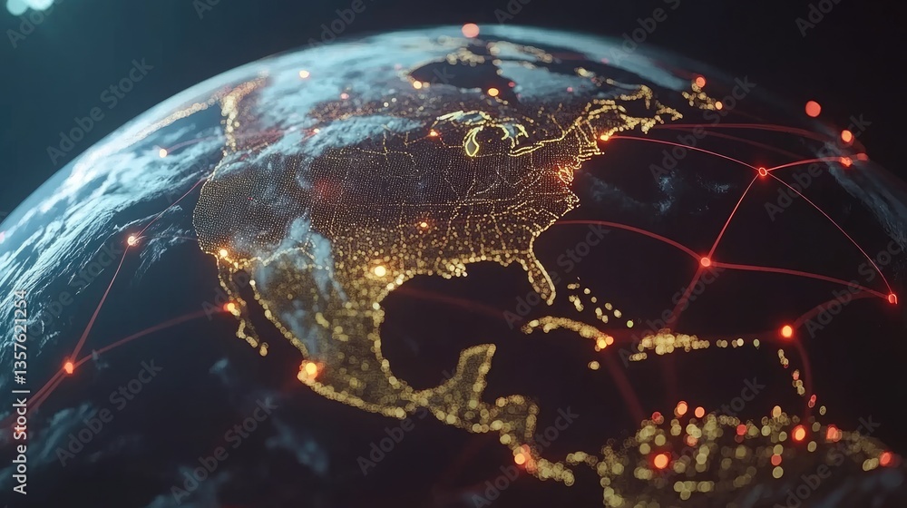 Poster global network connections: a visual representation of worldwide interconnectivity