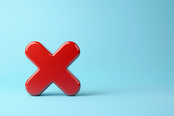 Obraz premium Red X icon on pastel blue background