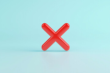 Obraz premium Red X icon on pastel blue background