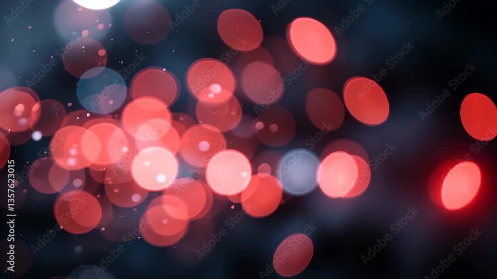 Poster abstract bokeh effect with red and blue circles floating on dark background