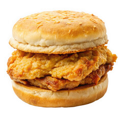 A delicious chicken sandwich featuring a crispy fried chicken patty on a soft, toasted sesame seed bun, perfect for a hearty meal.