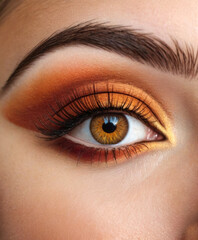 Close-Up of Eye with Bold Orange Eyeshadow