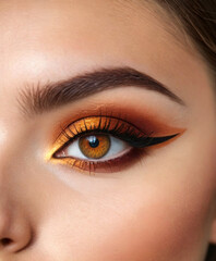 Close-Up of Eye with Dramatic Orange Eyeshadow