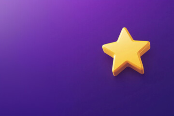 Obraz premium Yellow star rating icon on purple background