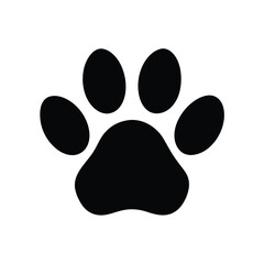 Simple black paw print icon with animal footprint illustration