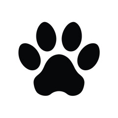 Simple black paw print design on white background