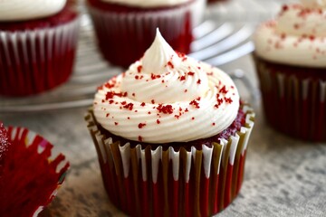Close up of red velvet cupcake