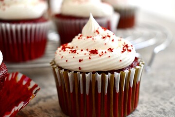 Close up of red velvet cupcake