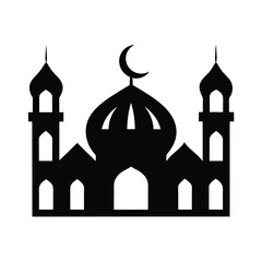 Mosque vector silhouette illustration with iconic architecture and design elements, representing a famous landmark