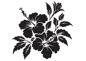 silhouette of a hibiscus flower logo vector, hibiscus flower logo icon silhouette, flower silhouette logo, hibiscus flower silhouette, black and white hibiscus flower silhouette on white background