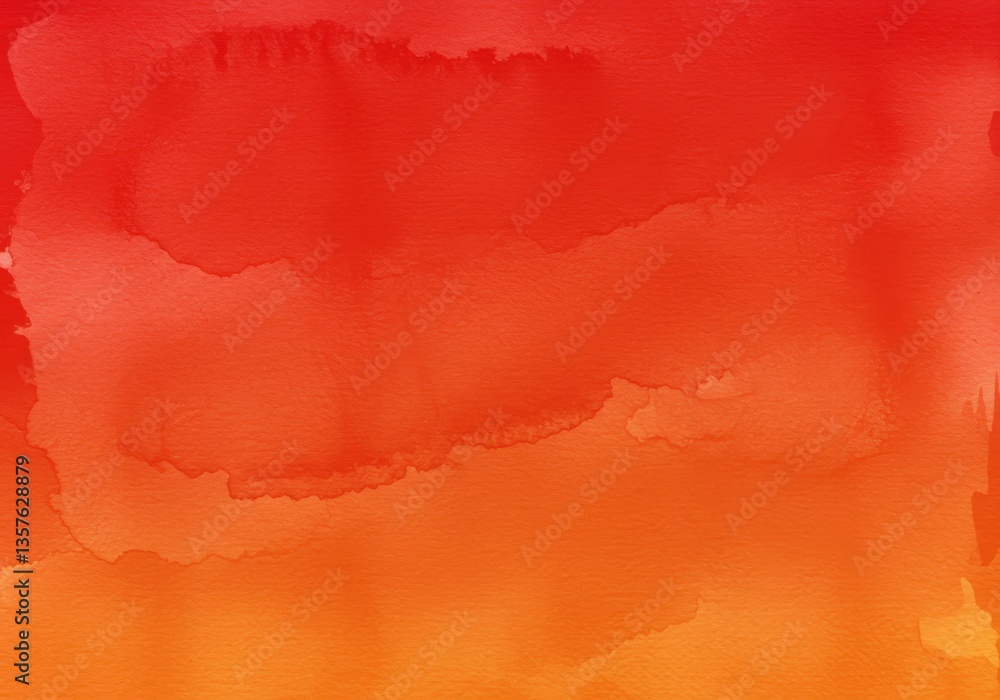 Poster abstract watercolor painting showing a gradient from red to orange with blurred edges and soft textu