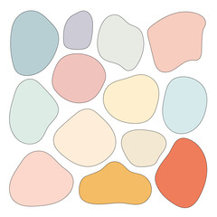 A set of abstract shapes in various soft tones, creating a modern and colorful artistic composition.