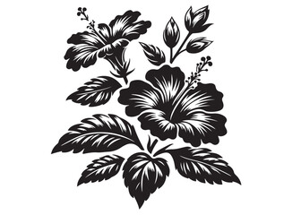 silhouette of a hibiscus flower logo vector, hibiscus flower logo icon silhouette, flower silhouette logo, hibiscus flower silhouette, black and white hibiscus flower silhouette on white background