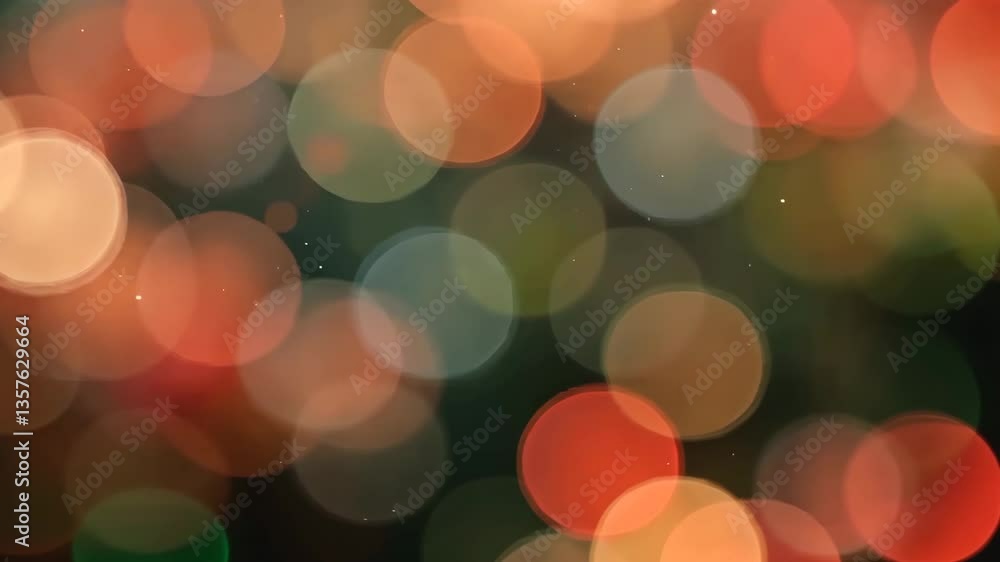 Poster abstract bokeh lights in red orange and green on dark background with circles