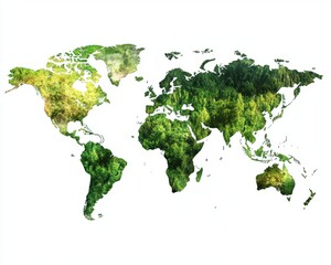 tropical rainforest map on white background photorealistic image