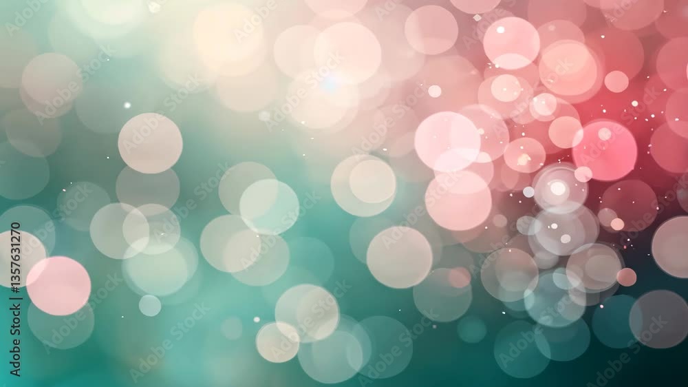 Poster abstract bokeh lights teal pink holiday background with sparkling effect and soft gradient
