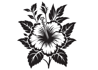 silhouette of a hibiscus flower logo vector, hibiscus flower logo icon silhouette, flower silhouette logo, hibiscus flower silhouette, black and white hibiscus flower silhouette on white background