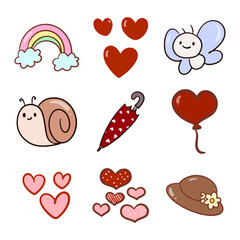 cute vector set of hearts