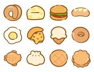 set of cute fast food