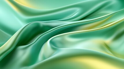 Obraz premium Luxurious green and yellow silk fabric, a vibrant elegant textile for fashion design