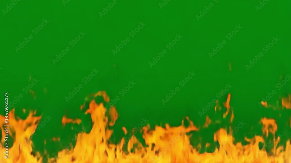 Poster bright flames dance against a vivid green backdrop, creating a striking visual element for creative 