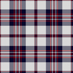 Red, White, Blue Tartan Weave Pattern - Tile