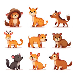 Fototapeta premium Australian Wildlife Collection – Cute Cartoon Animals from Australia