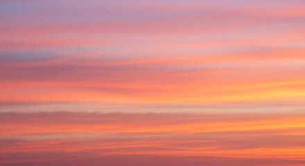 Fototapeta premium Serene Sunset Sky Soft Pastel Hues Horizontal Stripes Pink and Orange Cloudscape
