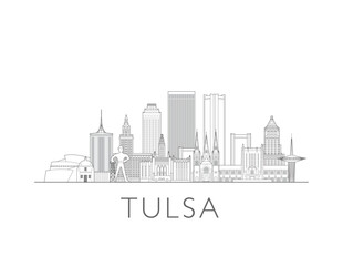 Tulsa cityscape illustration skyline drawing in Oklahoma