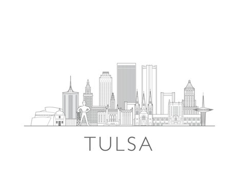 Tulsa cityscape illustration skyline drawing in Oklahoma