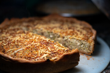 Sliced vegetarian pie